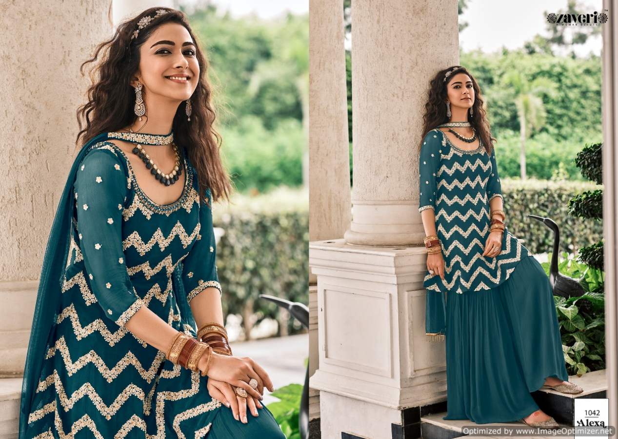 Zaveri Alexa Exclusive Festive Wear Designer Georgette With Embroidery Work Ready Made Collection